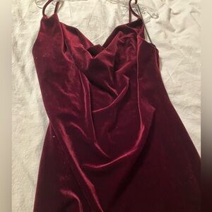 Burgundy drape front dress